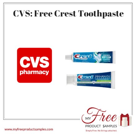 CVS: Free Crest Toothpaste Starting 1/13