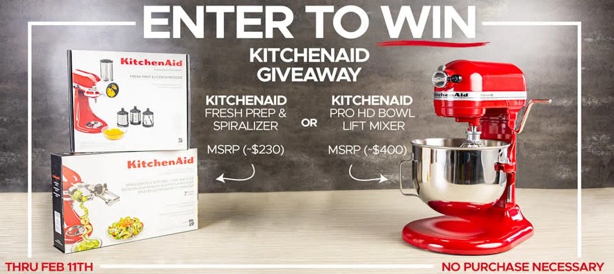 Win a KitchenAid Stand Mixer or Mixer Attachment Package