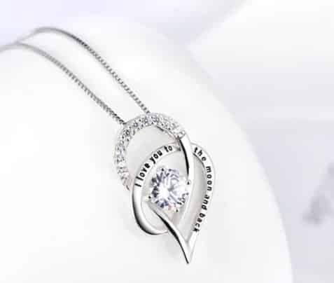 8K White Gold Swarovski Crystal "I Love You To The Moon and Back" Necklace $10 {Reg $60}
