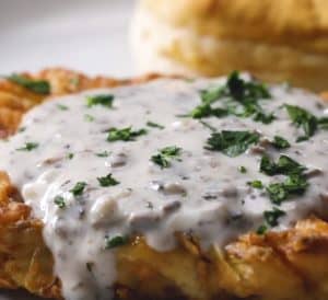 Country-fried cauliflower steaks and gravy
