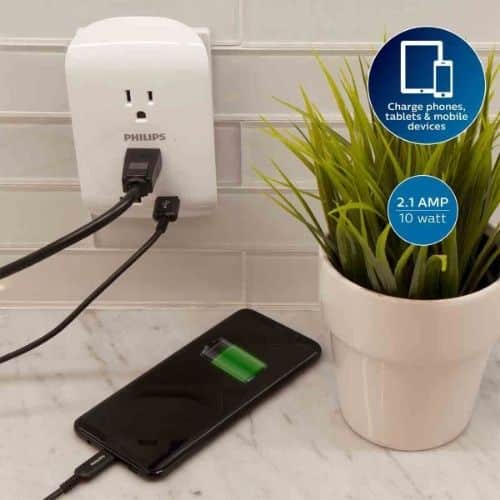 Philips 2-Outlet and 2-USB Charging Wall Tap $6.49