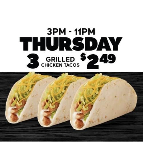3 Grilled Chicken Tacos for ONLY $2.49 at Del Taco