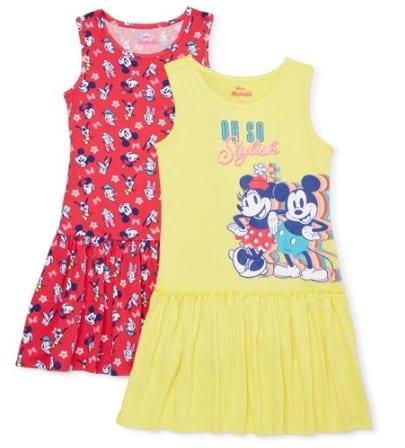 Disney Minnie Mouse Exclusive Girls' 4-12 Drop Waist Dress, 2-Pack $9.50