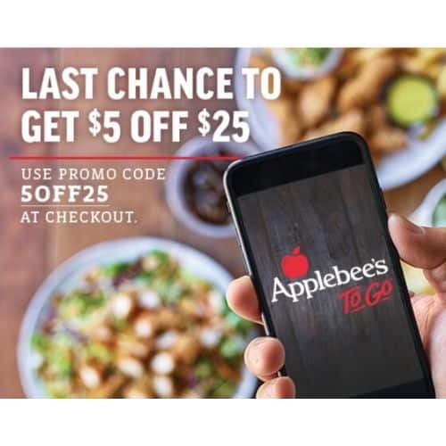 Save $5 on $25+ Orders at Applebee's To Go