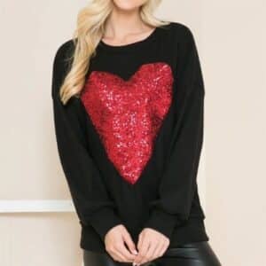 Sequins Heart Solid Top ONLY $18.98