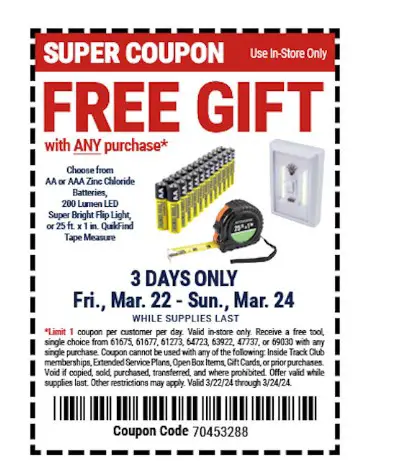 Free Batteries, Flip Light Or Tape Measure At Harbor Freight!