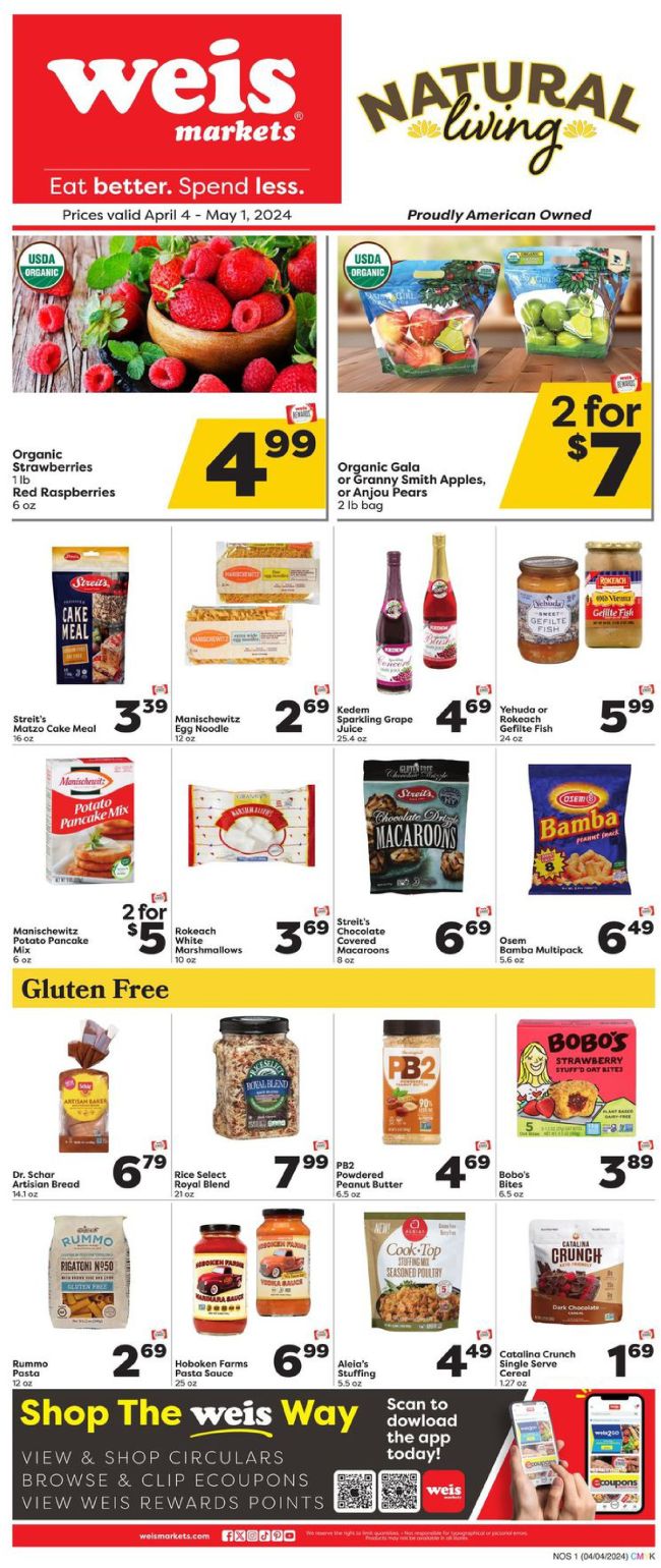 Weis Markets Natural & Organic Ad Preview 4th April Page -1