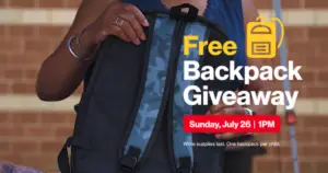 FREE Backpack Giveaway at TCC & Wireless Zone Stores on July 26th.