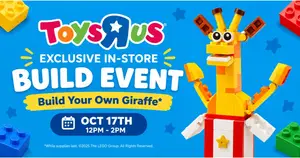 FREE LEGO Giraffe Build Event at Toys R Us.